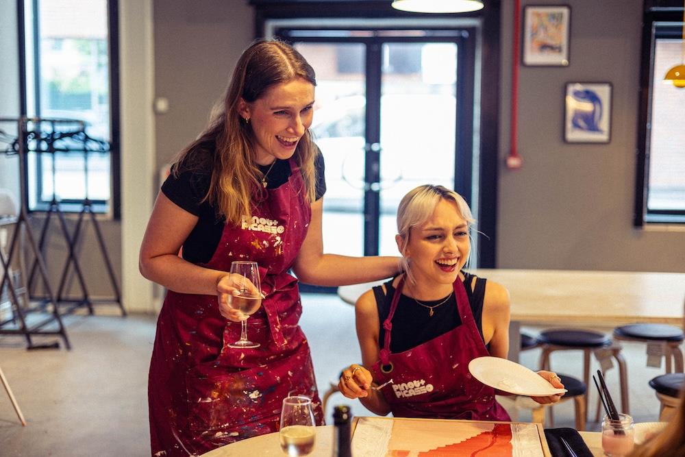 The cover image for the event: Join us for an evening of creativity where you’ll enjoy drinks and paint canvases with a guided instructor.