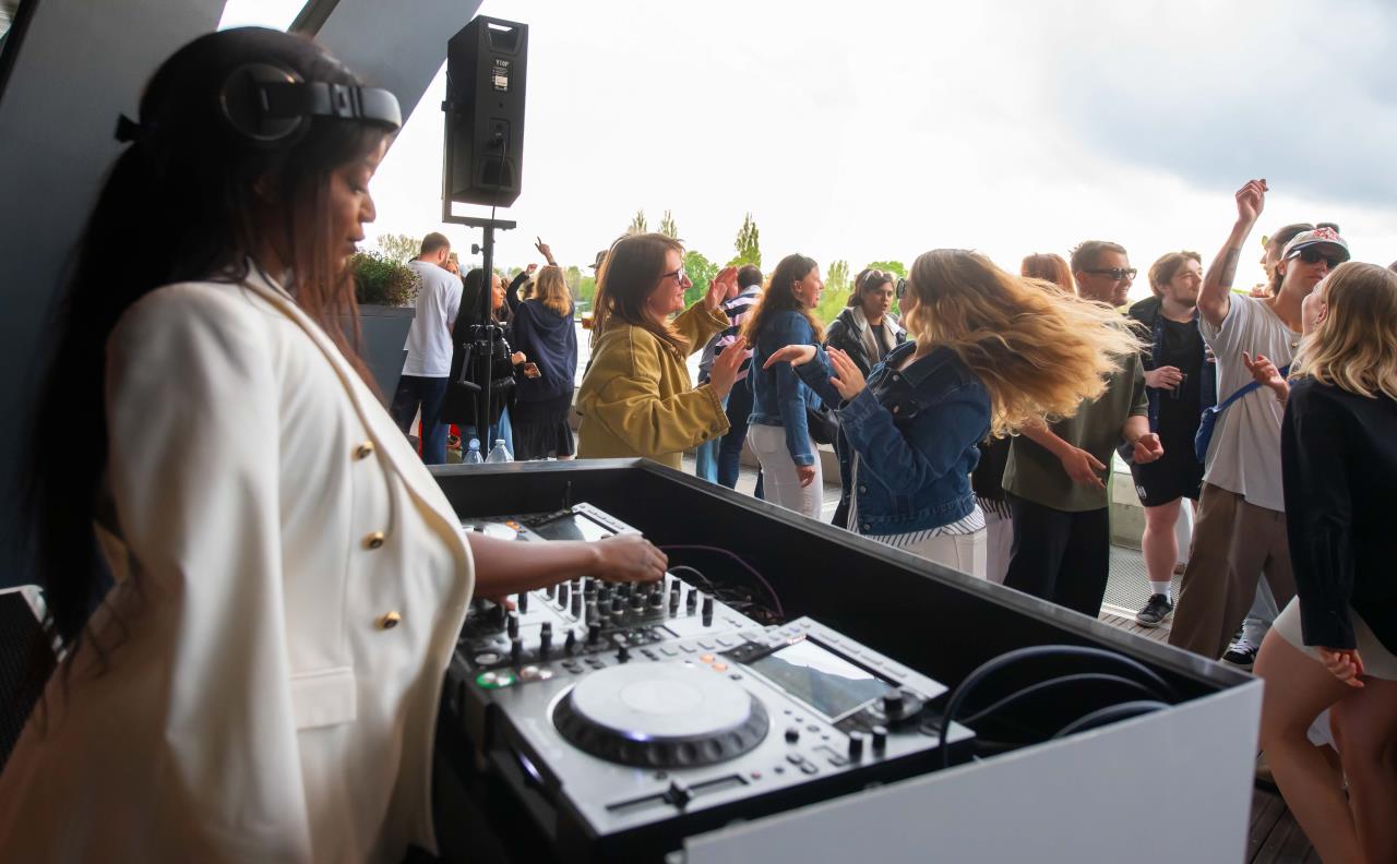 The cover image for the event: Weekend sounds by the river. DJs on from Thursday to Saturday. Free to attend. No fuss – just good music and an easy vibe.