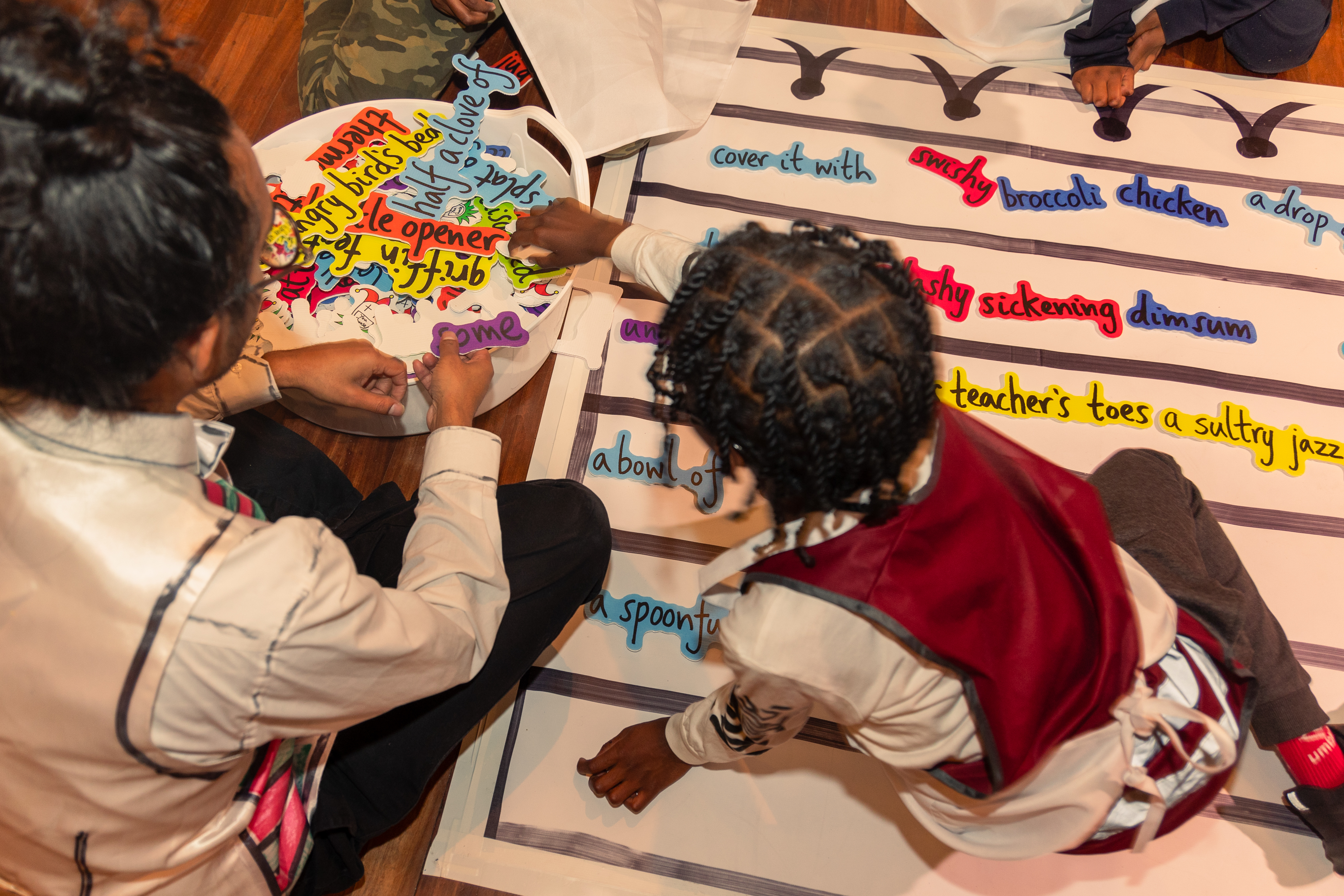 The cover image for the event: Alphabet Soup is an interactive workshop celebrating the language of food. Inviting everyone to taste, play and create!