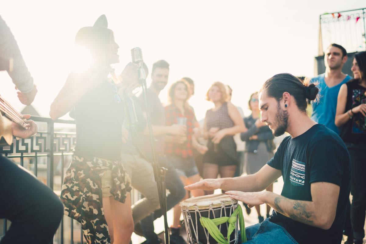 People dancing to a drum beat